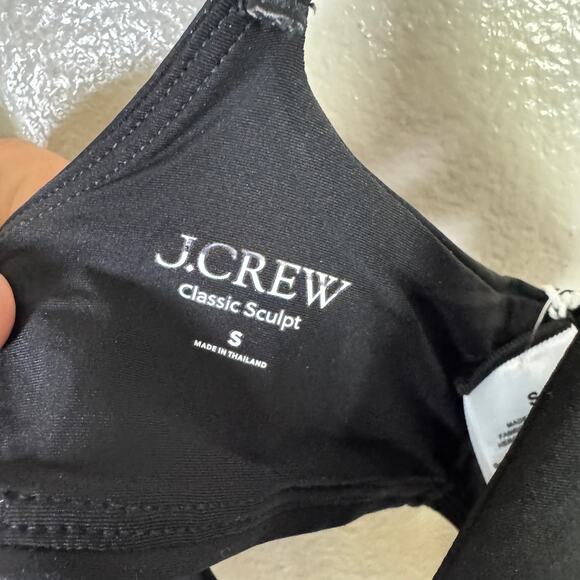 J.Crew Classic Sculpt Lana Bikini Top SZ S Black V-Neck Removable Pad Adjustable - Picture 4 of 9